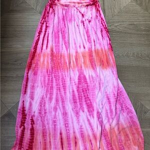 Boston Proper Vibrant Pink and Orange Maxi Skirt